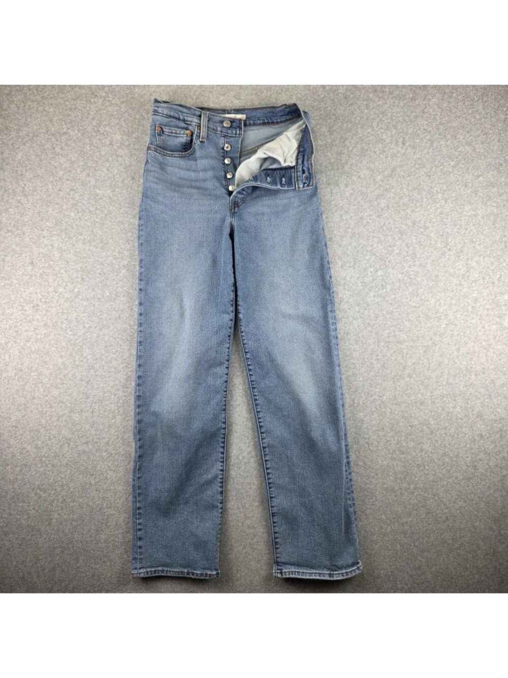 Levi's Ribcage Straight Jeans Womens 27 High Rise Button Fly Light Wash Denim